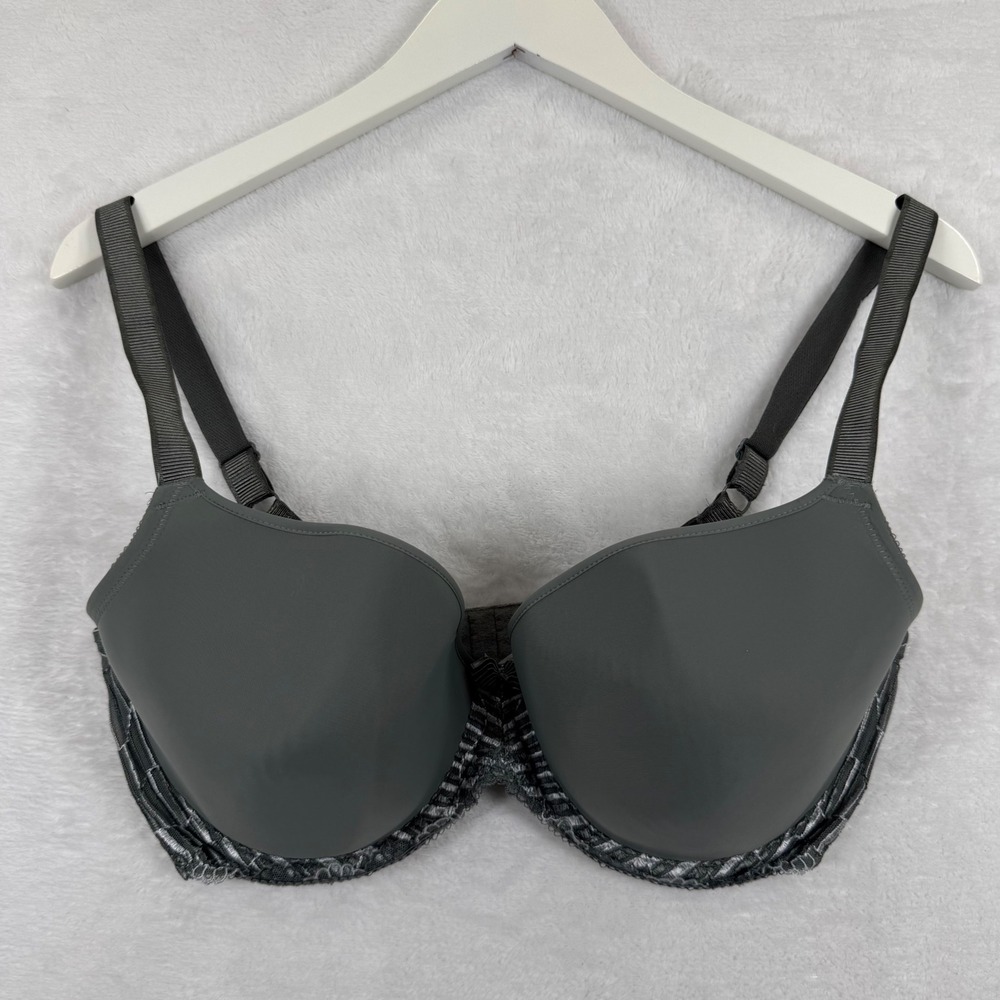 Wacoal 853117 Women Gray Silver Embroidered Underwire‎ Contour Bra 36G US 80G EU